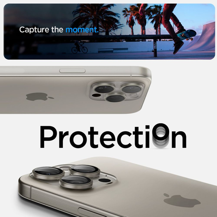 Camera Protector Spigen Optik.tr "ez Fit" Camera Protector 2-pack IPHONE 14 PRO / MAX / 15 PRO / MAX / 16 PRO / MAX / 17 PRO / MAX Natural Titanium 