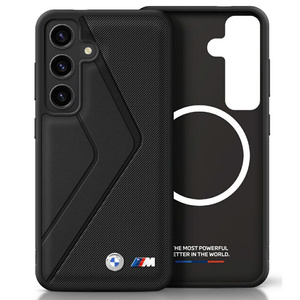 Cover BMW Leather Oversize Stripes MagSafe per Samsung Galaxy S25 nero