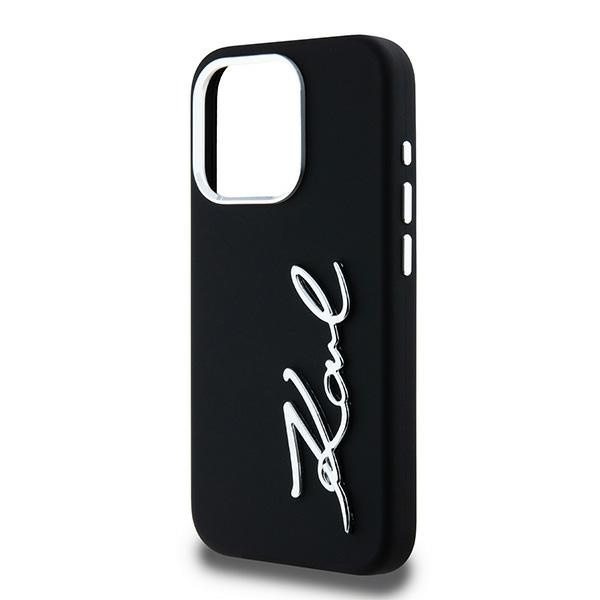 Etui Karl Lagerfeld KLHCP15LSCMSMVK iPhone 15 Pro 6.1" czarny/black hardcase Silicone Metal Script Logo