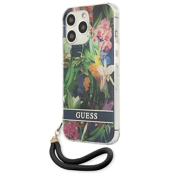 Hülle GUESS Apple iPhone 13 Pro Max Flower Strap Blau Hartcase