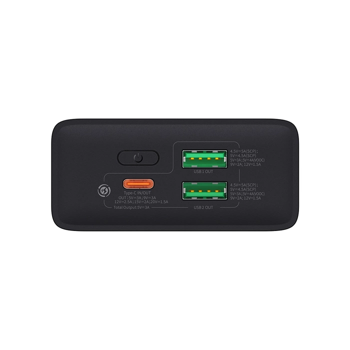Baseus Adaman2 Powerbank mit bildschirmem digital 20000mAh 30W 2 x USB / 1x USB Typ C Power Delivery Quick Charge SCP, Oppo Super VOOC schwarz (PPAD050101)
