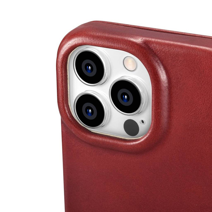 iCarer CE Oil Wax Premium Leather Folio Case Étui en cuir pour iPhone 14 Pro Flip magnétique MagSafe Rouge (AKI14220706-RD)