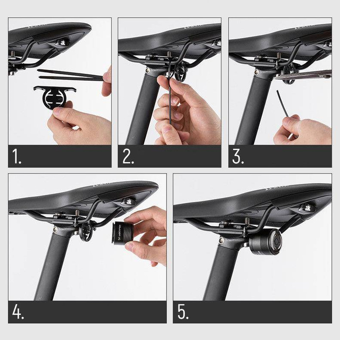 Lampe LED de vélo arrière Wozinsky charge micro USB lumière rouge 5 modes de travail noir (WRBLB2)