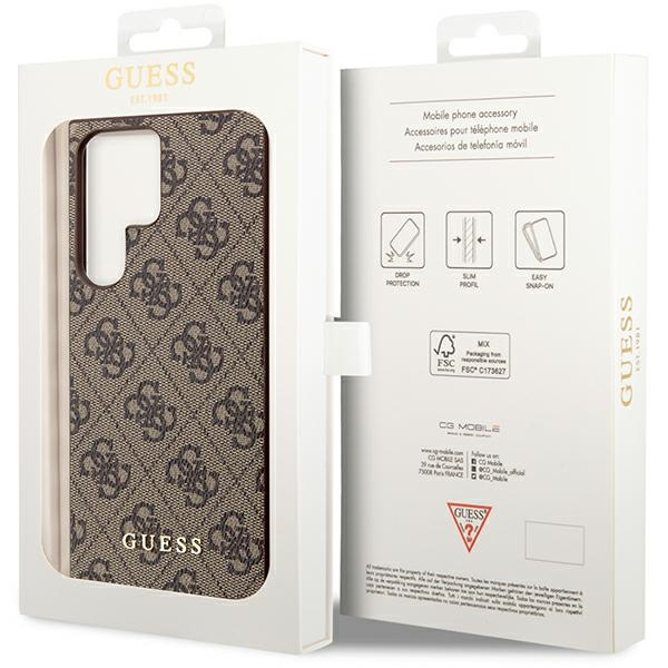 Funda Guess GUHCS23LG4GFBR S23 Ultra S918 marrón/marrón duro case 4G Metal Logo Oro Case
