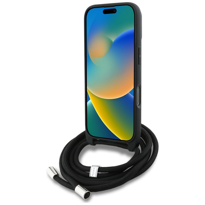 Etui Karl Lagerfeld iPhone 16 Pro Max Crossbody Grained Pattern & Logo Szary