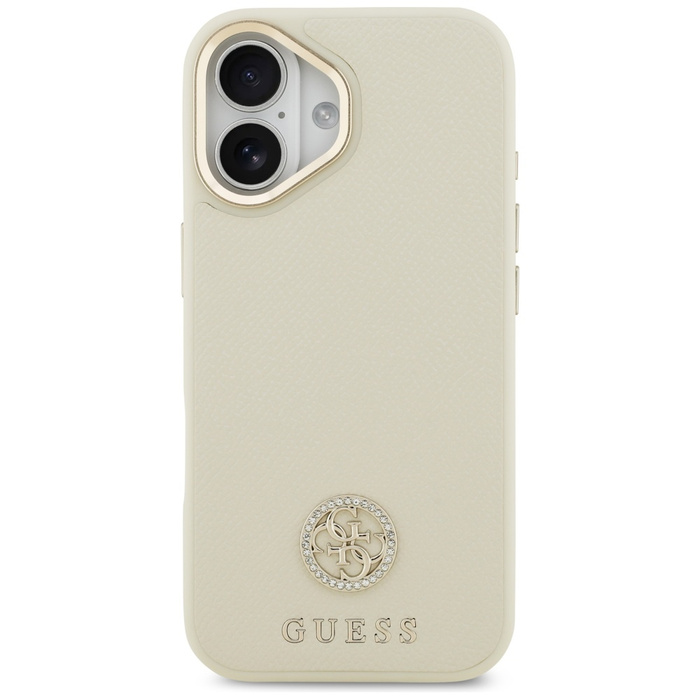 Etui Guess Grained Strass Logo MagSafe   do iPhone 17 beżowy
