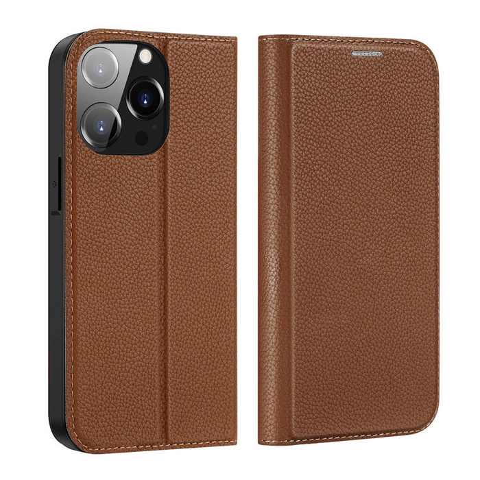 Dux Ducis Skin X2 pour iPhone 14 Pro avec rabat magnétique marron