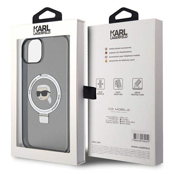 Cover Karl Lagerfeld KLHMP15SHMRSKHK iPhone 15 6,1" nero/nero rigidocase Anello Stand Karl Head MagSafe Case