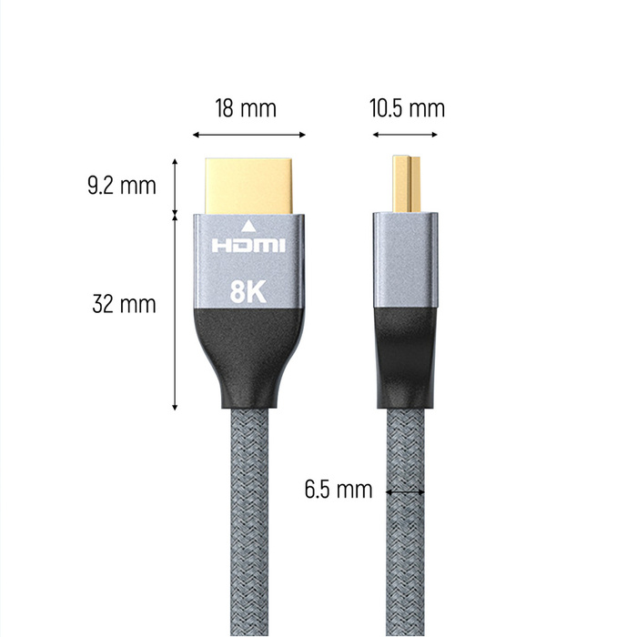 Wozinsky-Kabel HDMI 2.1 8K 60 Hz 48 Gbps / 4K 120 Hz / 2K 144 Hz 5m Silber (WHDMI-50)