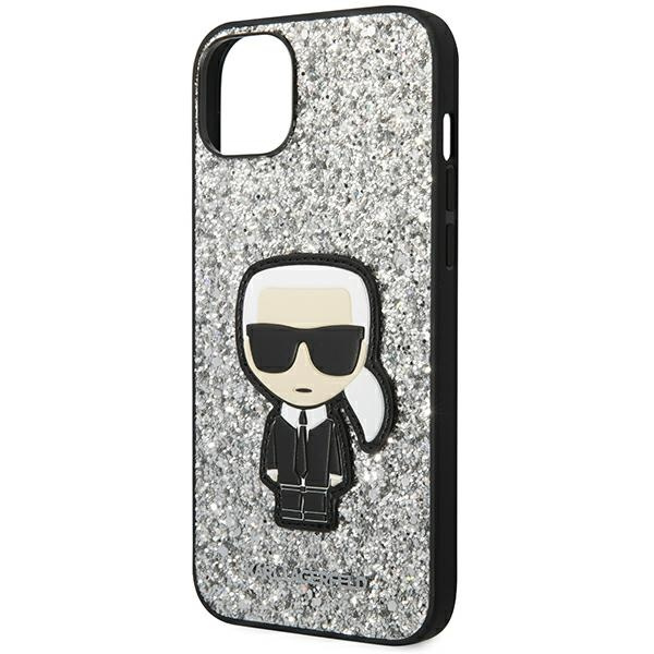 Karl Lagerfeld KLHCP14MGFKPG iPhone 14 Plus 6,7" hartcase silber/silber Glitter Flakes Ikonik