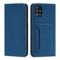 Magnet Card Case Case pour Samsung Galaxy A12 5G Pouch Wallet Card Holder Bleu