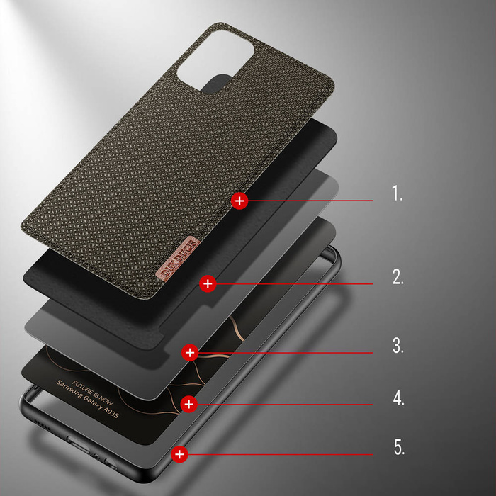 Coque Dux Ducis Fino recouverte de matière nylon pour Samsung Galaxy A03s verte