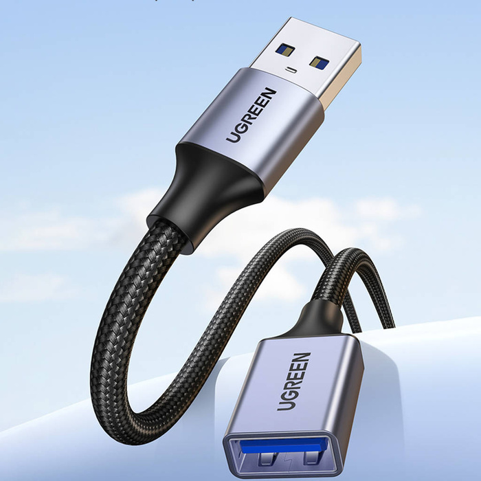 Cable adaptador alargador Ugreen USB (macho) - USB (hembra) 3.0 5Gb/s 2m gris (US115)