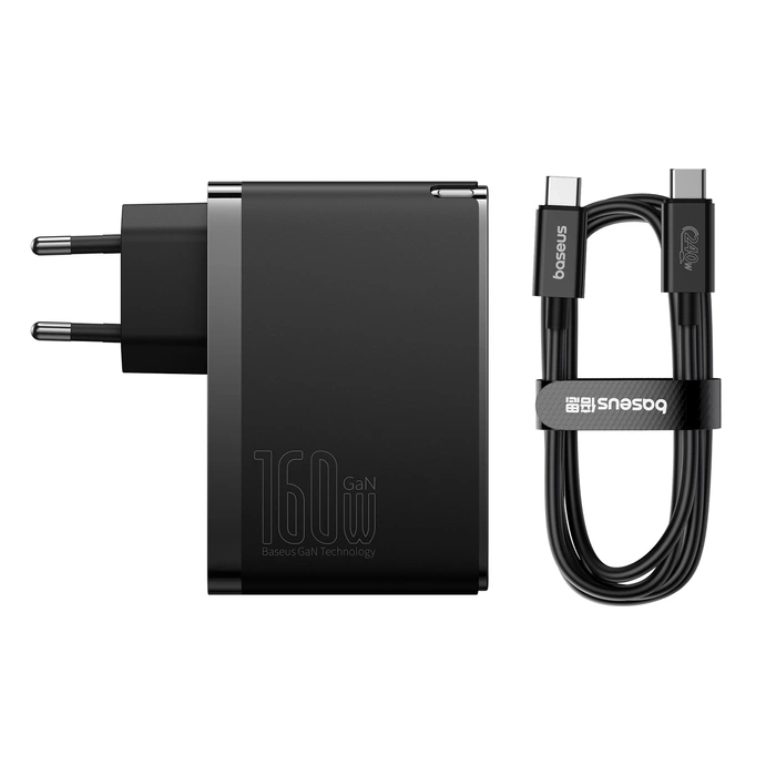 Wall charger Baseus GaN5 Pro 2xUSB-C + USB, 160W (black)