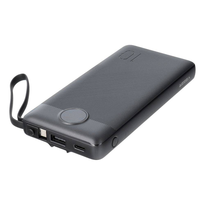 Powerbank Veger C10 (W1116) 10000 mAh z wbudowanymi kablami Micro USB / Typ C / Lightning czarny