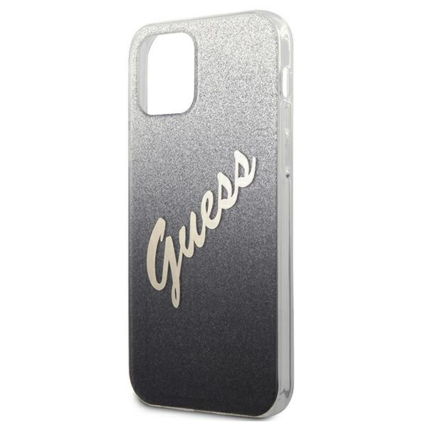 GUESS Apple iPhone 12 Mini Glitter Gradient Script GUHCP12SPCUGLSBK Schwarz HardHülle