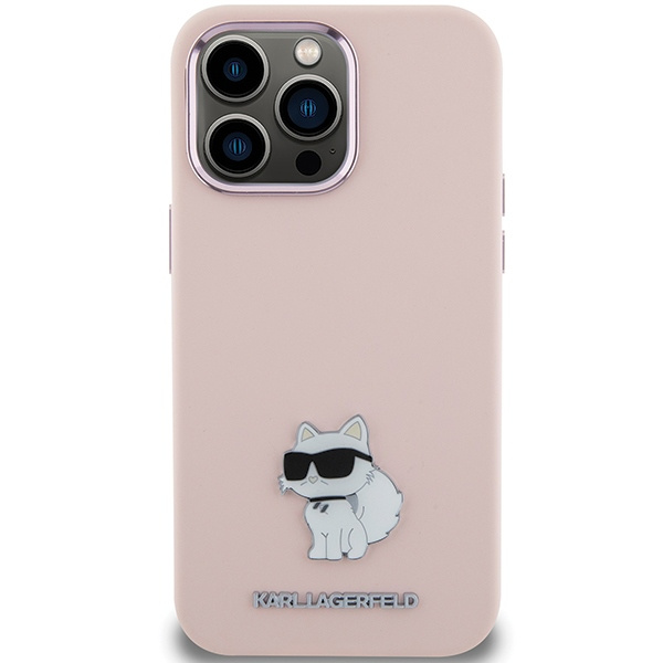 Etui Karl Lagerfeld KLHCP15LSMHCNPP iPhone 15 Pro 6.1" różowy/pink Silicone Choupette Metal Pin Case