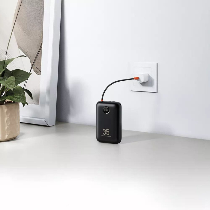 Powerbank Veger K3 (W3018) PD QC3.0 35W 30000 mAh z wbudowanymi kablami Typ C / Lightning czarny