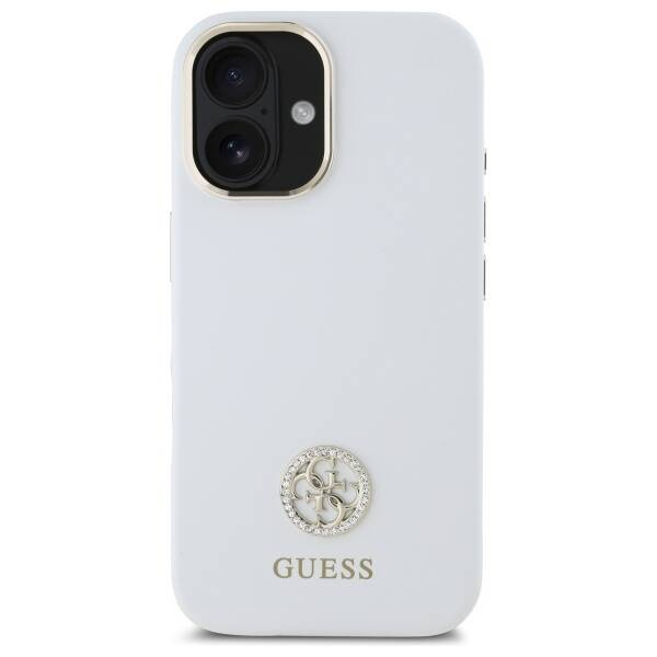 Etui Guess iPhone 16 6.1" biały/white hardcase Silicone Logo Strass 4G