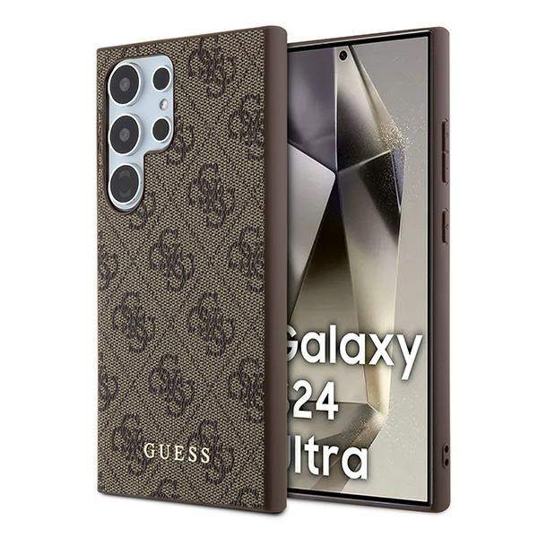 Guess GUHCS24LG4GFBR S24 Ultra S928 brązowy/brown hardcase 4G Metal Gold Logo