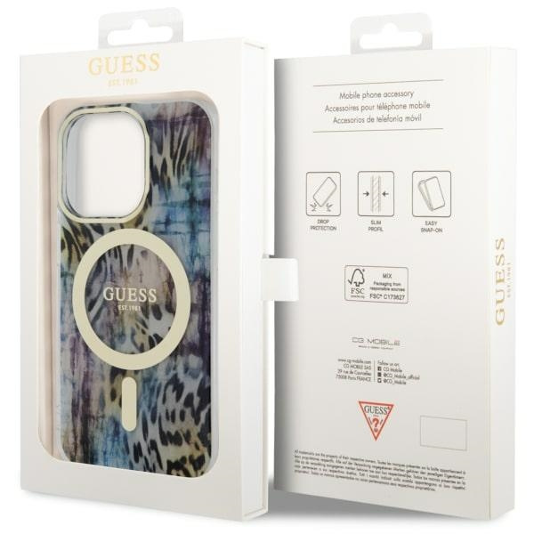 Case Guess GUHMP14LHLEOPWB iPhone 14 Pro 6.1" blue/blue hardcase Leopard MagSafe Case