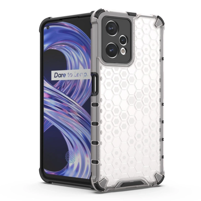Honeycomb etui pancerny pokrowiec z żelową ramką Realme 9 Pro przezroczysty