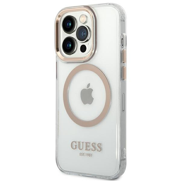 Hülle Guess GUHMP14XHTRMD iPhone 14 Pro Max 6.7" gold/gold hart case Metal Outline MagSafe