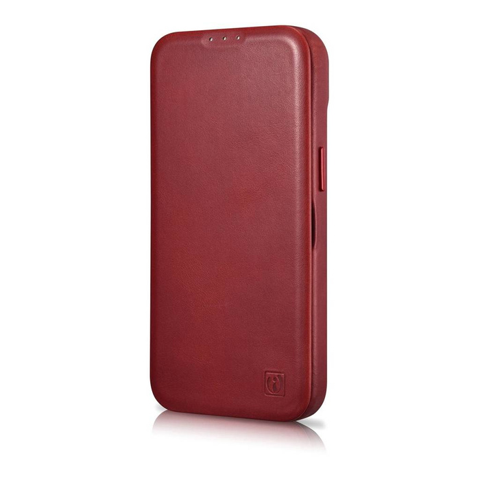 iCarer CE Oil Wax Premium Leather Folio Case Kožené pouzdro pro iPhone 14 Pro Flip Magnetic MagSafe Red (AKI14220706-RD)