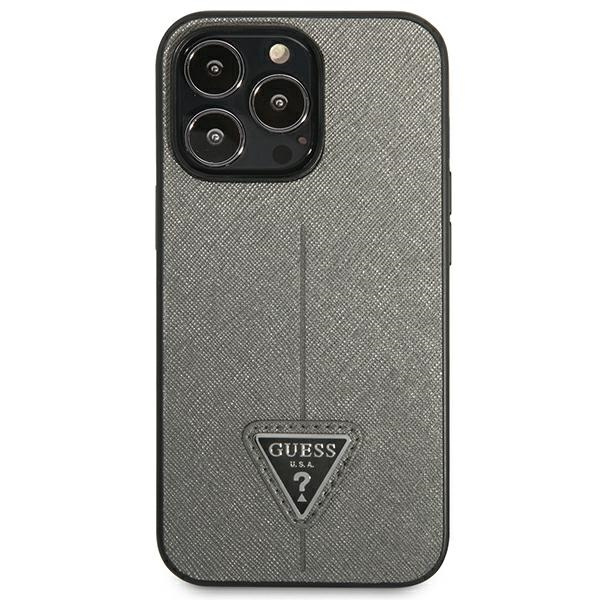 Guess GUHCP13LPSATLG iPhone 13 Pro / 13 6.1" silver/silver hardcase SaffianoTriangle Logo