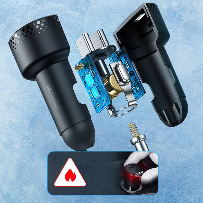 Chargeur de voiture 2x USB C 70W avec affichage LED Joyroom JR-CCD02 | noir