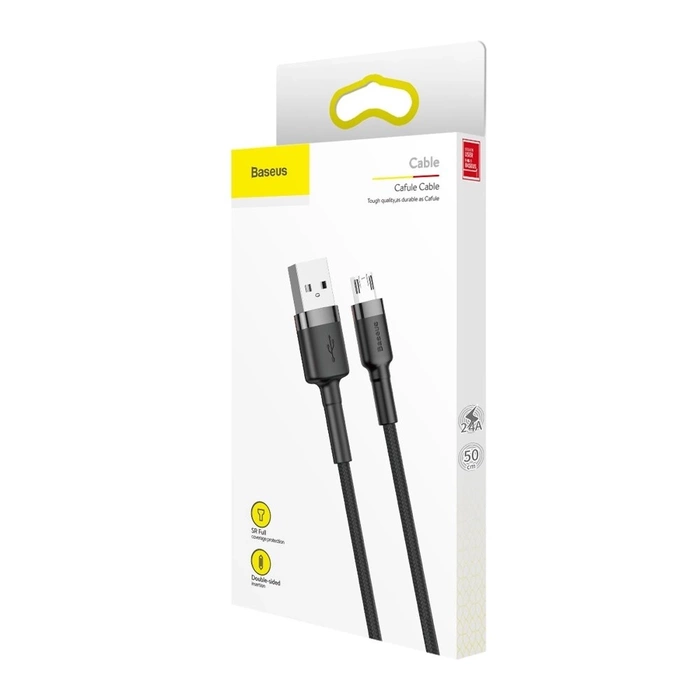 Baseus Cafule Cable CAMKLF-AG1 USB-A / micro USB 2.4A 0.5 m - black-gray