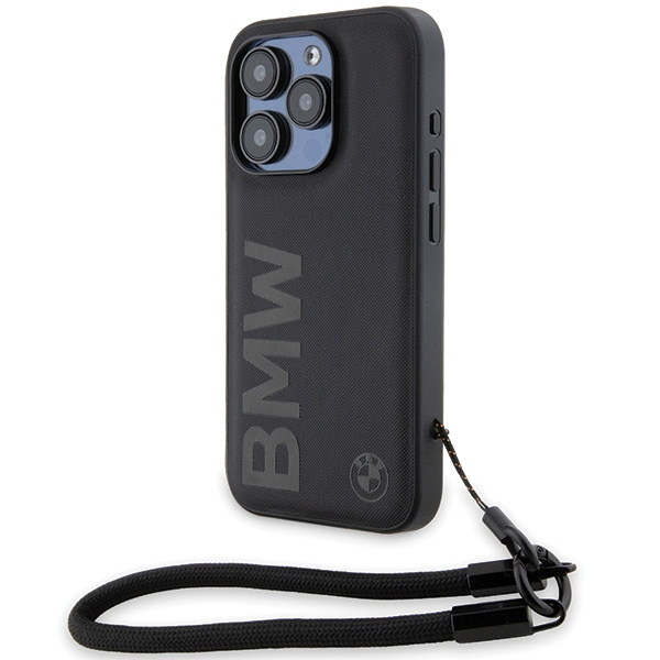 Cover Bmw Bmhcp15x23rmrlk IPhone 15 Pro Max 6,7" nero/nero durocase Signature pelle Wordmark Cord Case