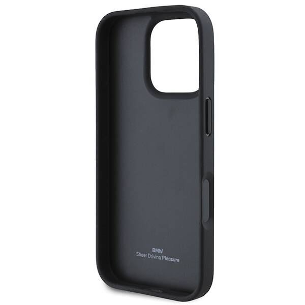Cover BMW iPhone 16 Pro Max 6,9" nero/nero durocase Pelle Timbro a caldo