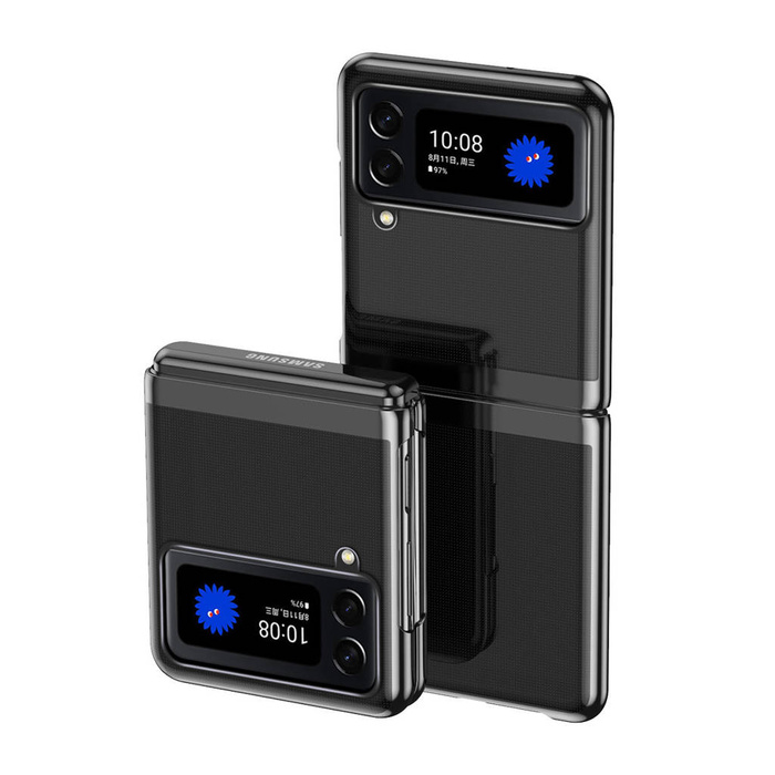 Pokovování Case obal Kryt Samsung Galaxy Z Flip 4 s kovově černým rámečkem
