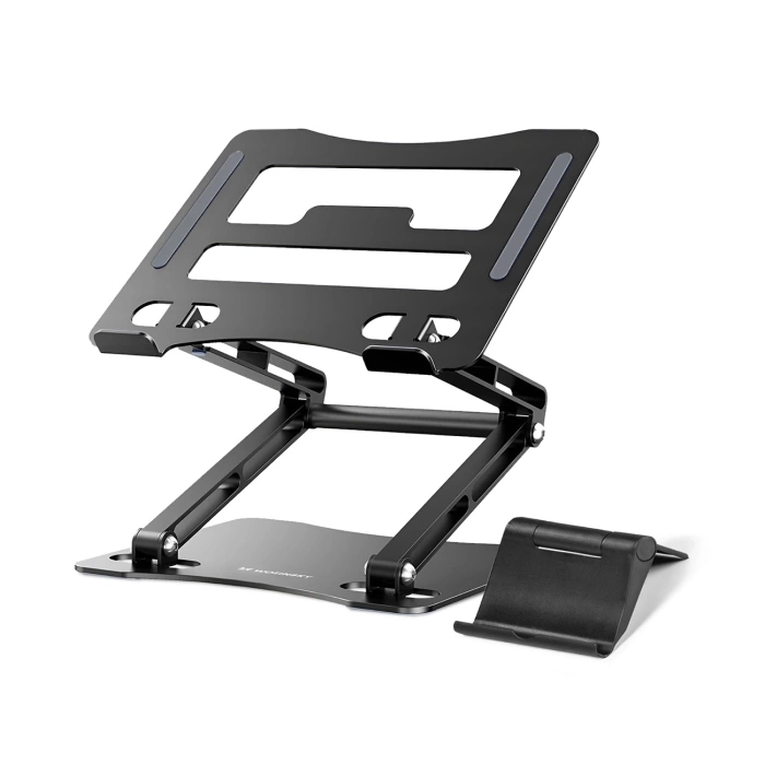 Wozinsky WRS-CPY75DSB Aluminium-Laptopständer + Gratis! Smartphone-Ständer – schwarz