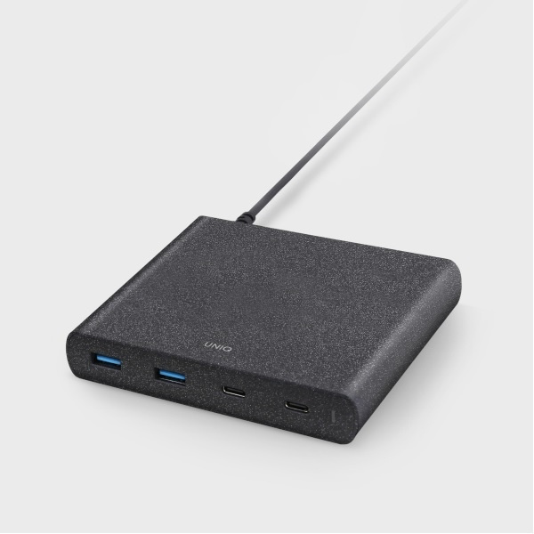Uniq Bestellung. Netzwerk. HUB Surge 90W schwarz / anthrazit 2xUSB Quick Charge 3.0 + 2xUSB-C PD 3.0 (LITHOS Collective)