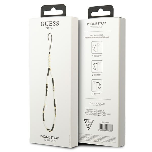 Guess Anhänger GUSTBCKH Phone Strap Heishi Beads schwarz-weiß/schwarz-weiß