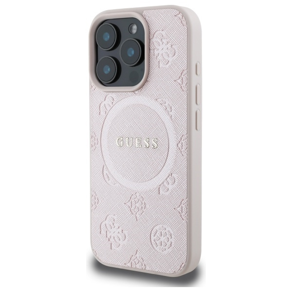 Etui Guess iPhone 16 Pro Max 6,9" różowy/pink HC MagSafe Safiano Peony Classic Logo