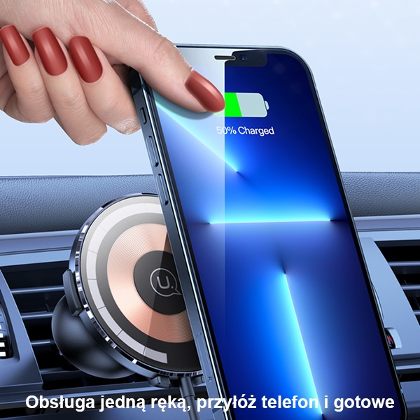 USAMS Držák indukční US-CD164 15W 2v1 Magneetický pro větrací mřížku transparentní CD164DZ02