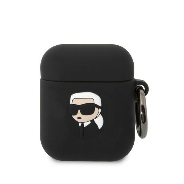 Karl Lagerfeld KLA2RUNIKK AirPods 1/2 Abdeckung schwarz/schwarz Silikon Karl Head 3D