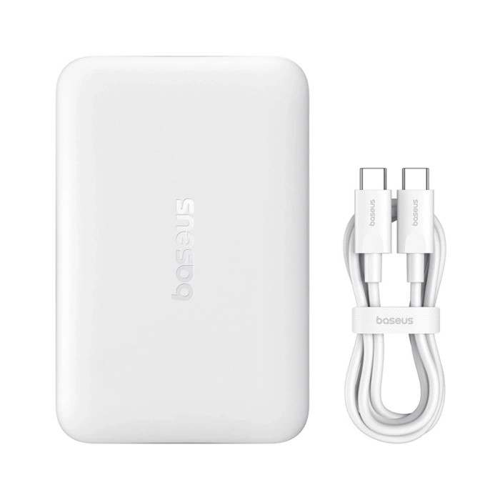 Powerbank Baseus EnerFill FM11 Ultra-Mini 10000mAh 22,5W kompatybilny z MagSafe z kablem Baseus Simple USB-C 20V/3A 30cm - biały