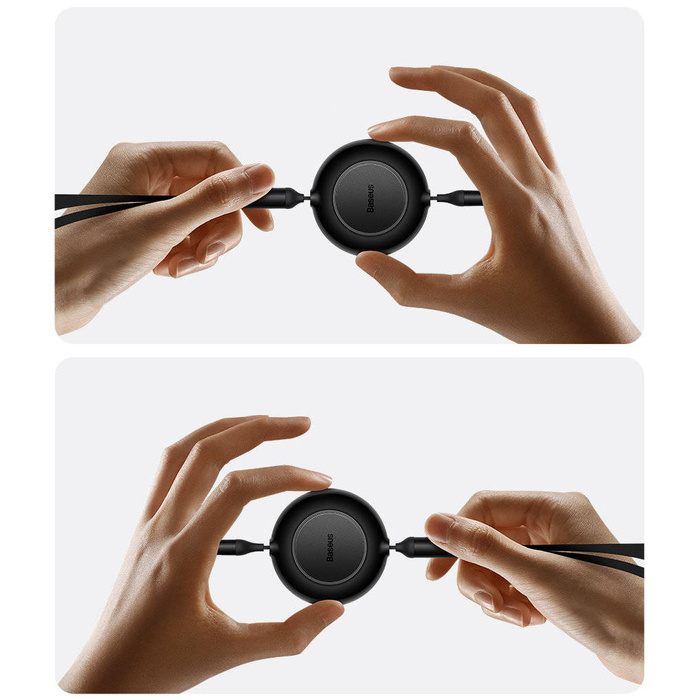 Baseus Bright Mirror 2 cable retráctil 3en1 USB Tipo C - micro USB + Lightning + USB Tipo C 3.5A 1.1m violeta (CAMJ010205)