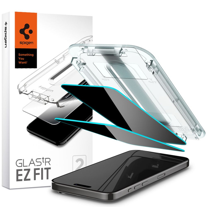Verre trempé Spigen Glas.tr "ez Fit" 2-pack iPhone 15 Pro Max Privacy