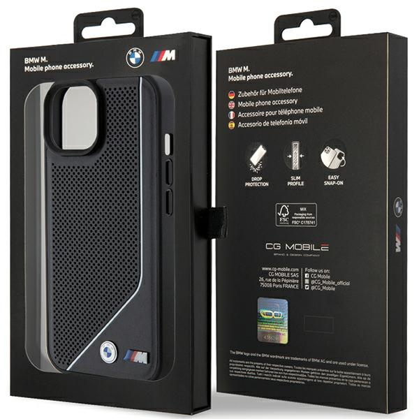 Cover Bmw Bmhmp15s23pucpk IPhone 15 / 14 / 13 6,1" Nero/nero durocase Linea ritorta perforata MagSafe Case