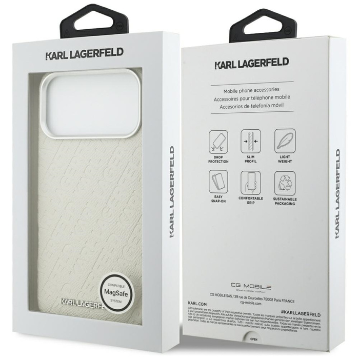 Etui Karl Lagerfeld FW Stamped Karl      MagSafe do iPhone 17 Pro Max beżowy