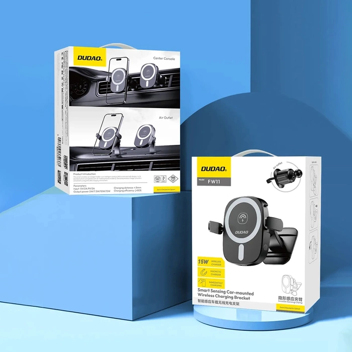 Dudao FW11 car phone holder with 15W inductive charger for air vent / cockpit - black