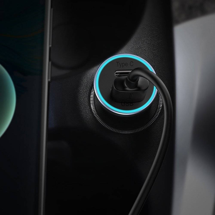 Baseus Golden Contactor Pro Autoschnellladegerät USB Typ C / USB 40 W Power Delivery 3.0 Quick Charge 4+ SCP FCP AFC + USB - USB Typ C Kabel grau (TZCCJD-0G)