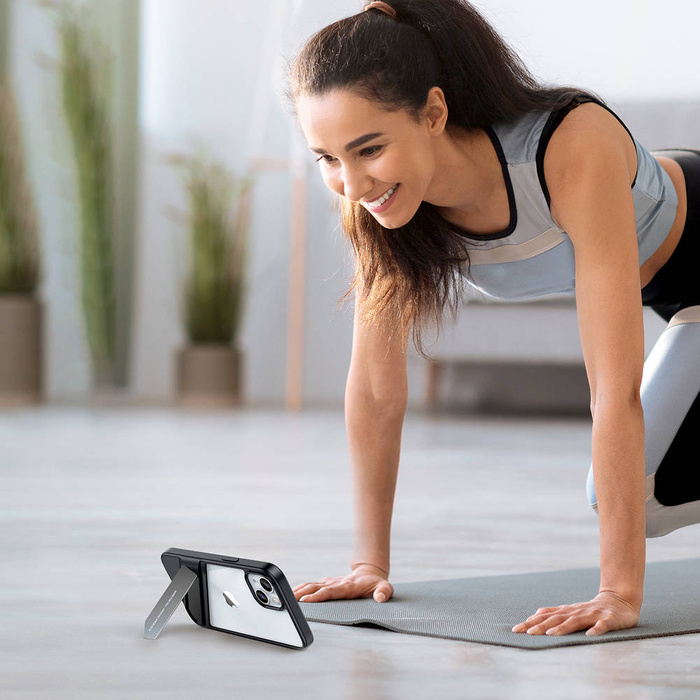 Ugreen Fusion Kickstand Custodia rigida per iPhone 13 con telaio in gel e supporto nero (90152)