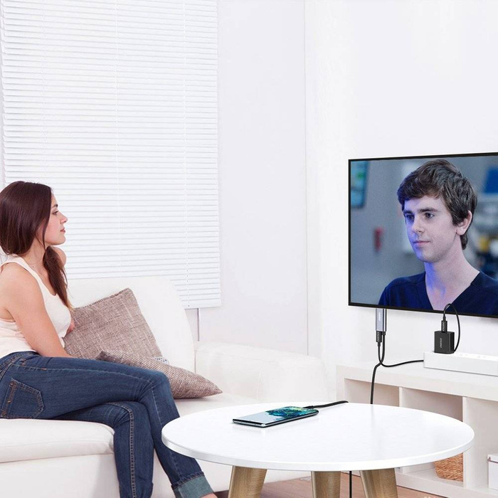 Choetech Adapter USB Typ C auf HDMI 4K + USB Typ C PD für MacBook / PC 1.8m grau (XCH-M18GY)