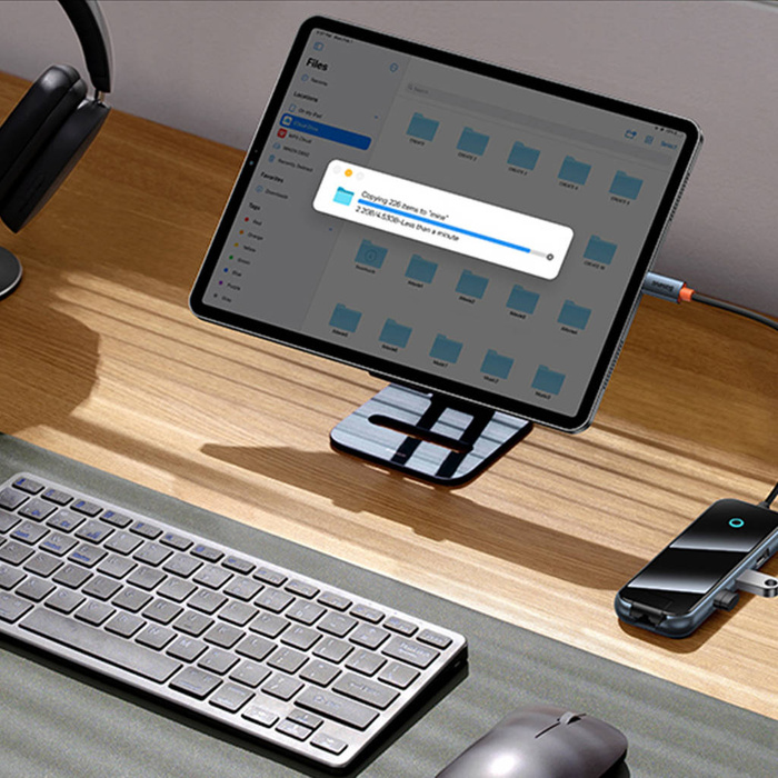 Baseus AcmeJoy 4portový USB-C na 1xUSB-C / 4xUSB3.0 HUB tmavě šedý